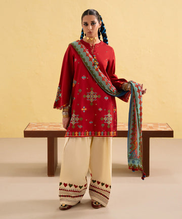 Unstitched Embroidered Winter 3Pc Suit
