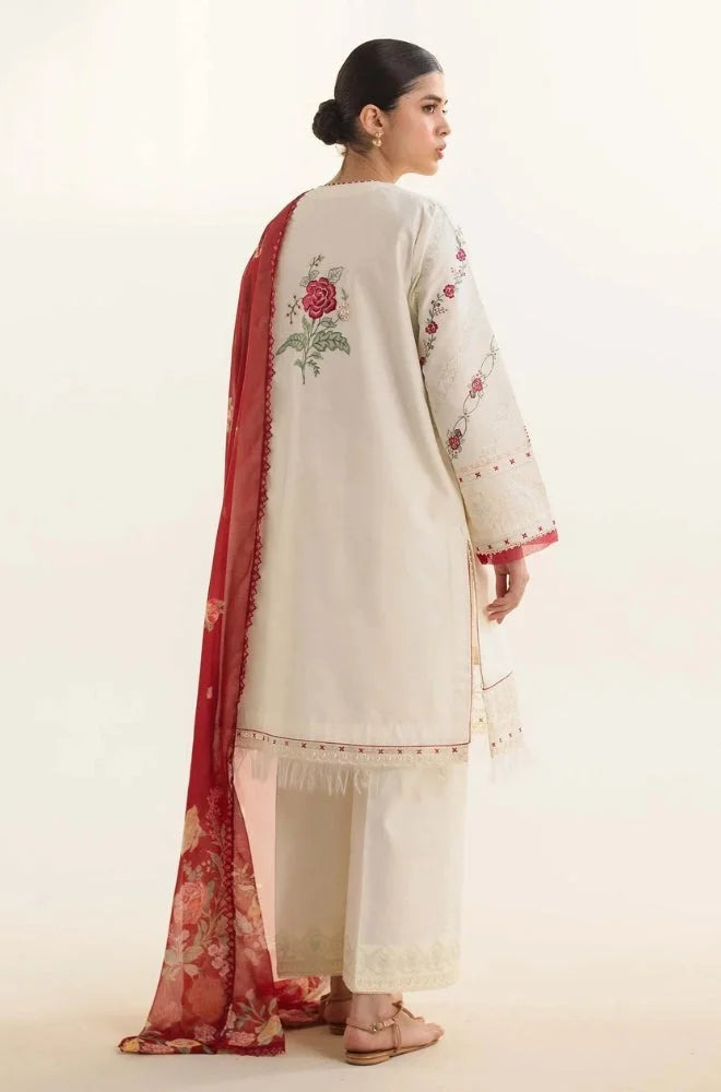 Unstitched Embroidered Lawn 3Pc Suit