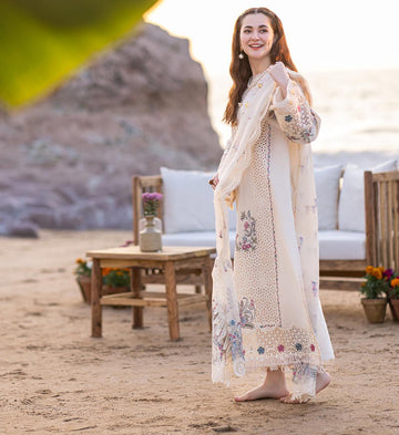 Unstitched Embroidered Lawn 3Pc Suit