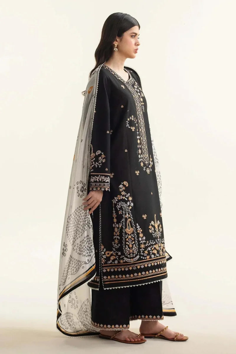 Unstitched Embroidered Lawn 3Pc Suit