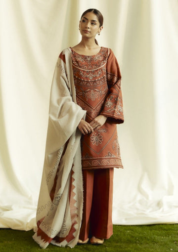 Unstitched Embroidered Lawn 3Pc Suit