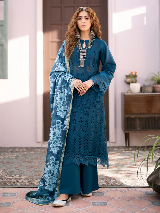 Unstitched Embroidered Lawn 3Pc Suit