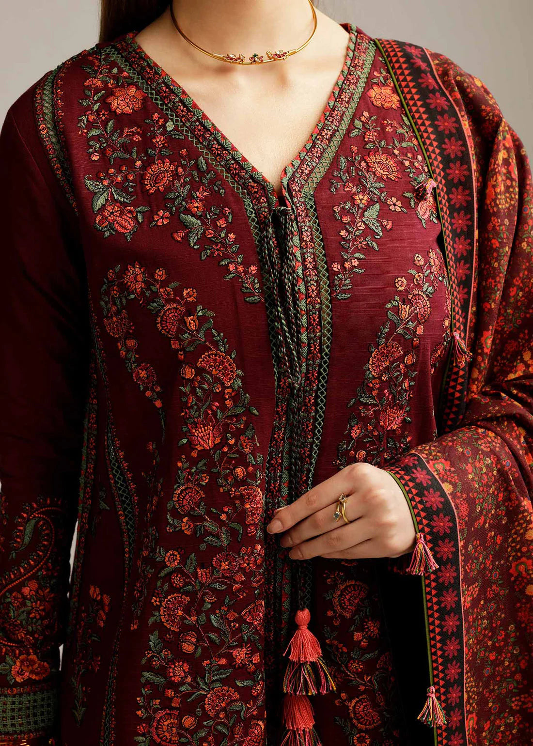 Unstitched Embroidered Lawn 3Pc Suit