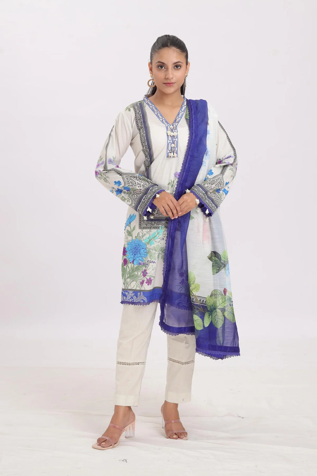 Unstitched Digital Printed Lawn 3Pc Suit