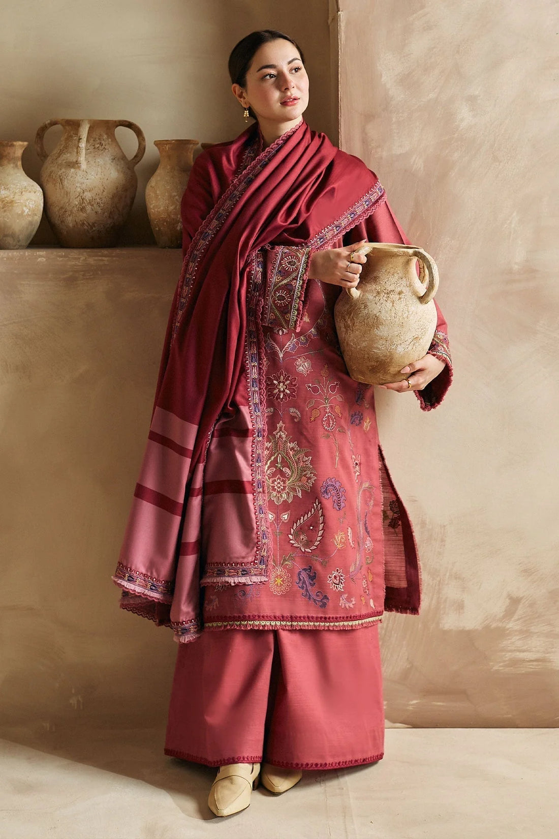 Unstitched Embroidered Winter 3Pc Suit