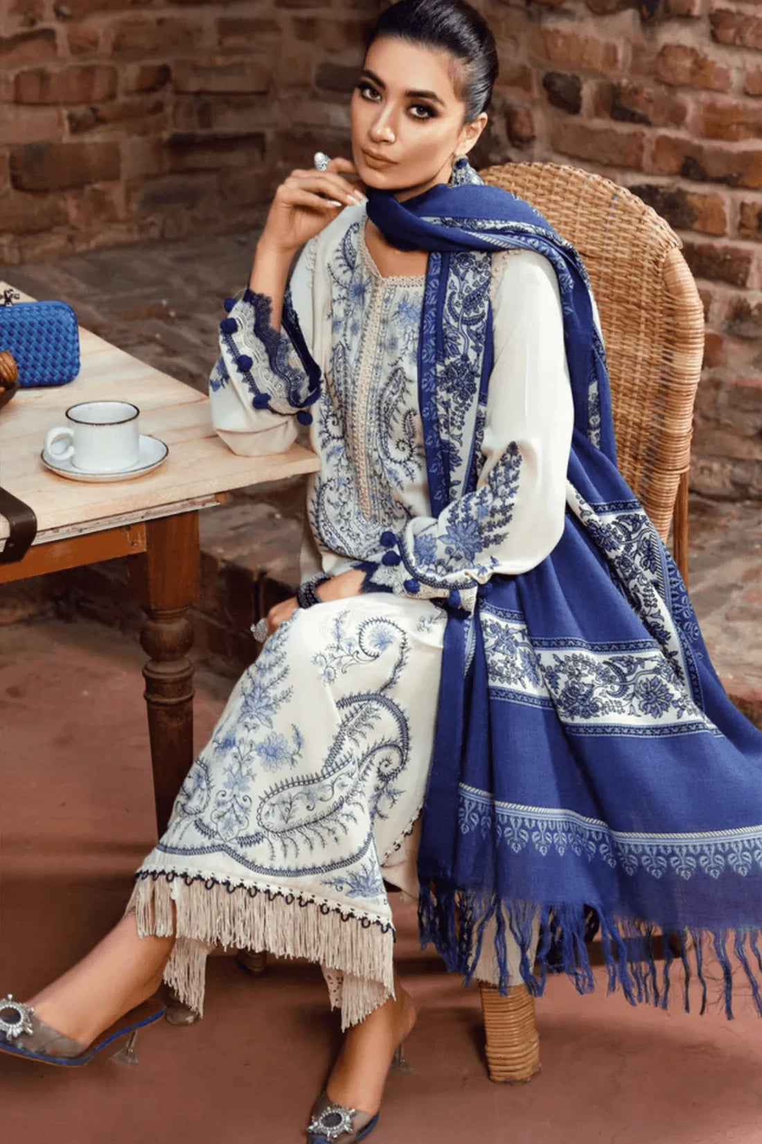 Unstitched Embroidered Winter 3Pc Suit