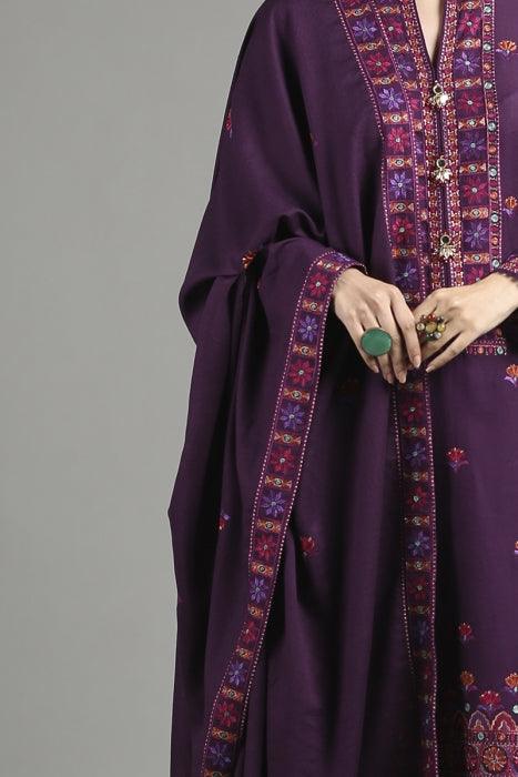 Unstitched Embroidered Winter 3Pc Suit