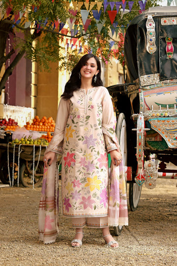 Unstitched Embroidered Lawn 3Pc Suit