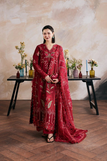 Maryam Hussain - Heavy Embroidered Pure Dhanak 3 Piece – Luxury Winter Wear 1002