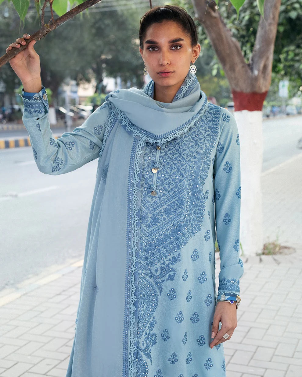 Unstitched Embroidered Lawn 3Pc Suit