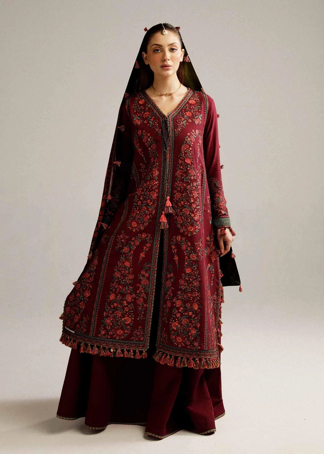 Unstitched Embroidered Winter 3Pc Suit