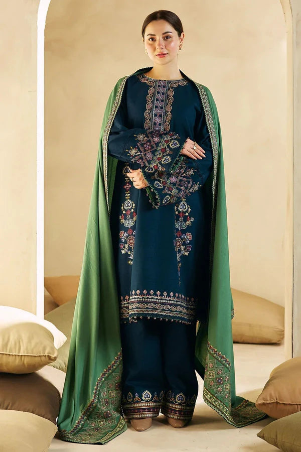 Unstitched Embroidered Winter 3Pc Suit