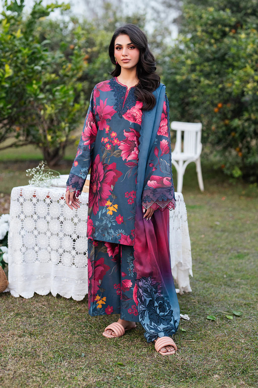Unstitched Digital Printed Lawn 3Pc Suit