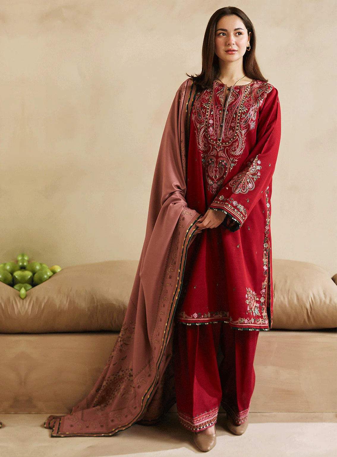 Unstitched Embroidered Winter 3Pc Suit