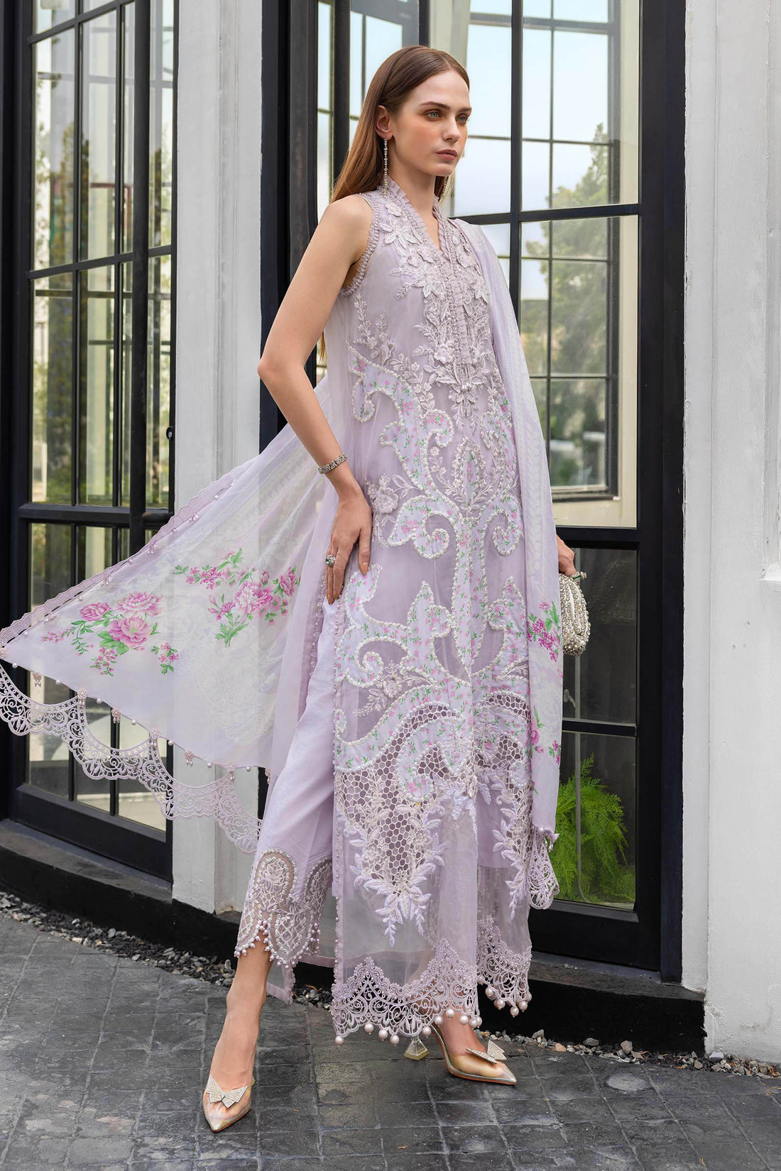Maria B - Embroidered Organza 3 Piece – Luxury Party Wear-AN0079