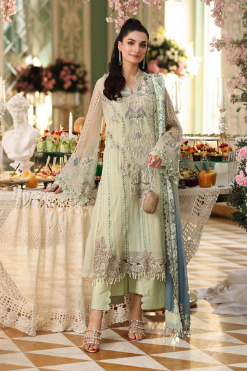 Maria B - Embroidered Chiffon 3 Piece Suit – Luxury Floral Chiffon Party Wear-AN052
