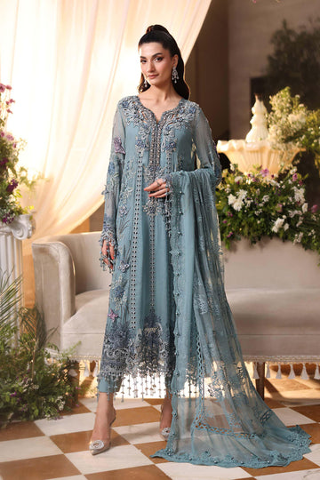 Maria B - Embroidered Chiffon 3 Piece Suit – Luxury Chiffon Party Wear-AN091