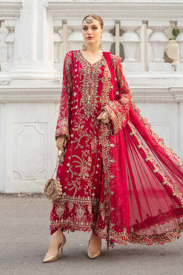 Maria B - Embroidered Chiffon 3 Piece – Luxury Chiffon Party Wear-AN0093