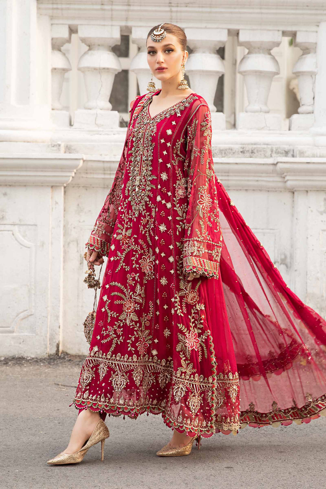 Maria B - Embroidered Chiffon 3 Piece – Luxury Chiffon Party Wear-AN0093