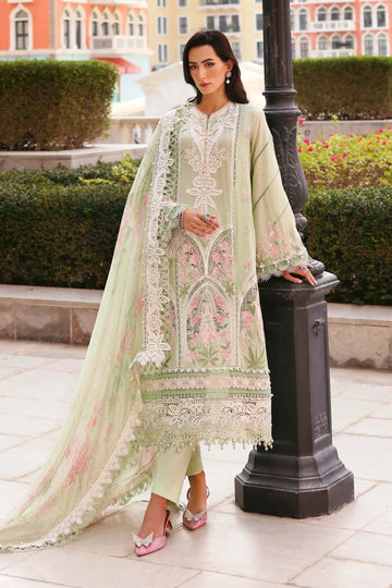 Premium Mint Green Unstitched Embroidered Lawn 3Pc Suit