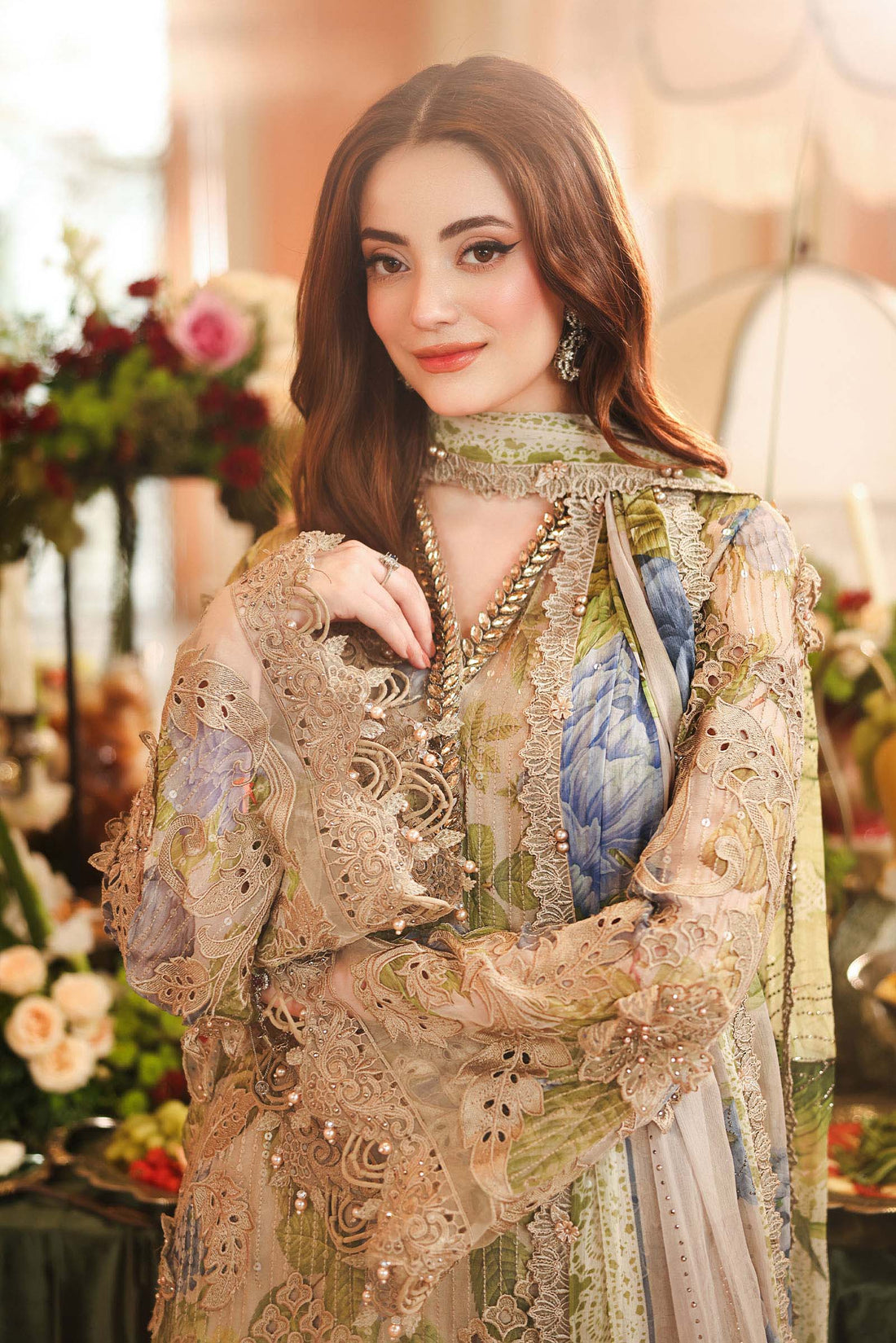 Maria B -  Embroidered Chiffon 3 Piece Suit – Luxury Chiffon Party Wear-AN0098