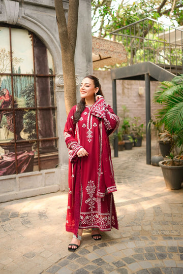 Aneelas - Heavy Embroidered Dhanak 3 Piece – Luxury Winter Wear 1029