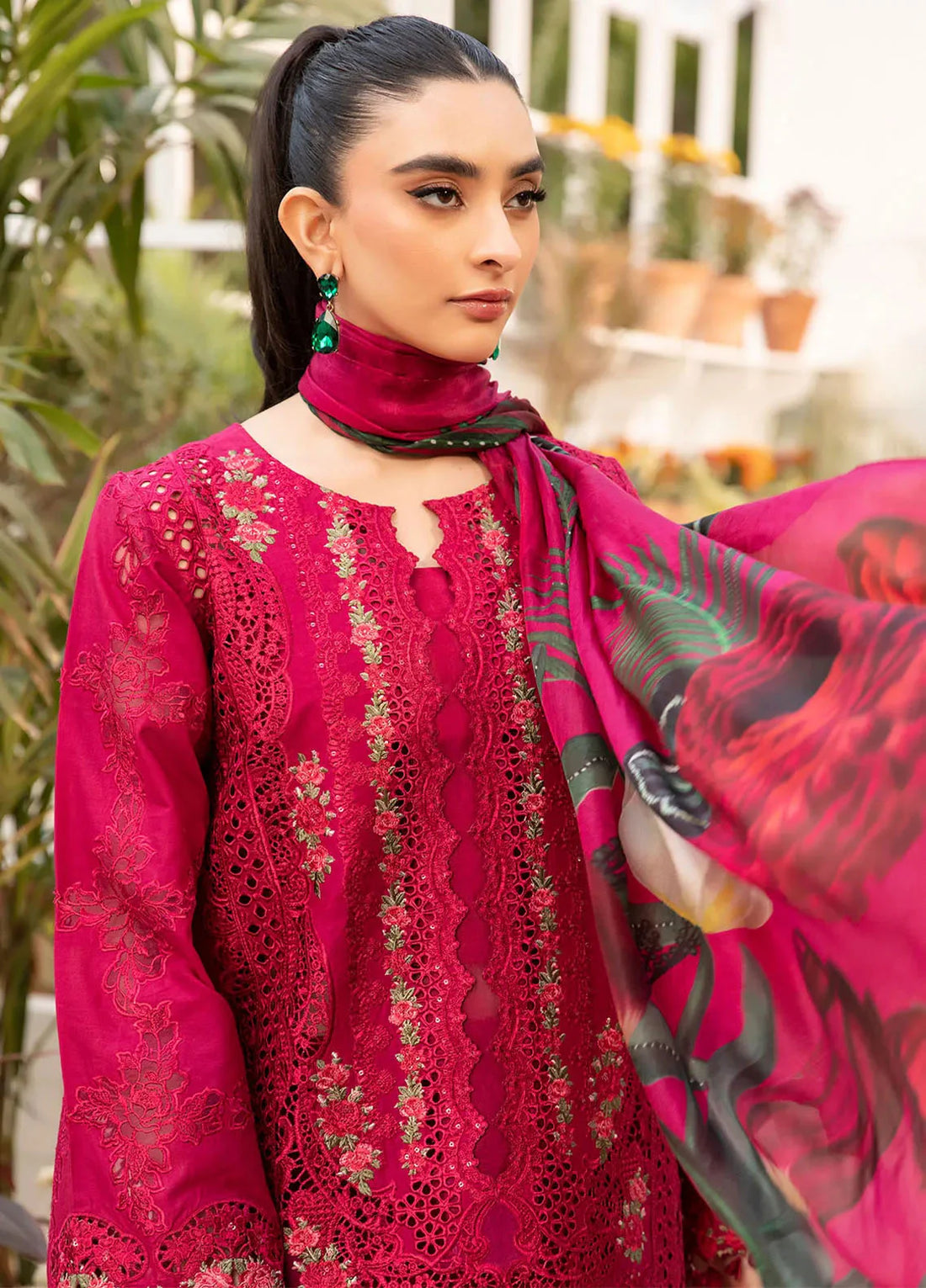 Unstitched Embroidered Lawn 3Pc Suit