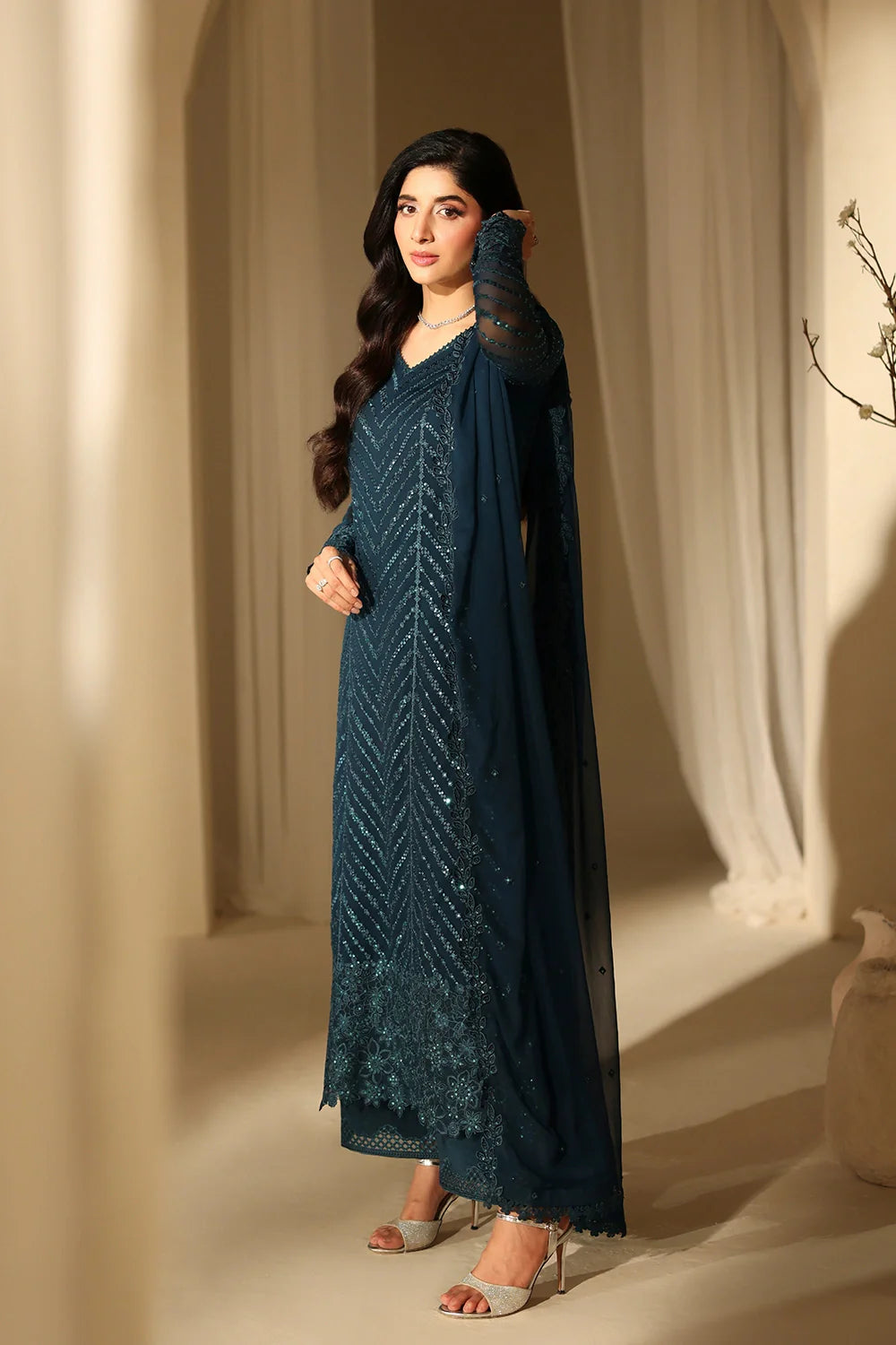 Azure - Embroidered Chiffon Unstitched 3 Piece - Luxury Collection-AN0069