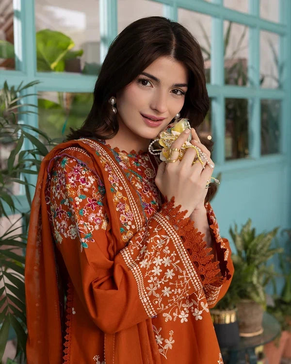 Batik - Heavy Embroidered Dhanak 3 Piece – Luxury Winter Wear 1030