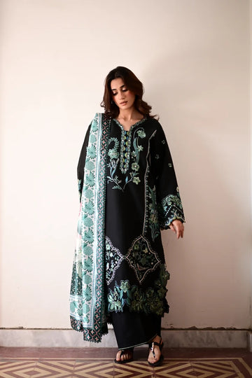 Zaib - Heavy Embroidered Dhanak 3 Piece – Luxury Winter Wear 1031