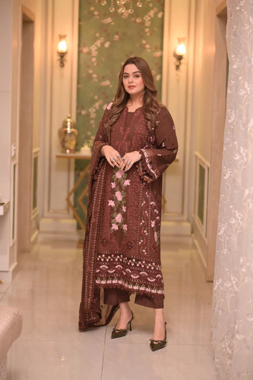 Unstitched Embroidered Lawn 3Pc Suit