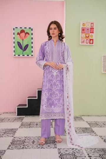 Embroidered Lawn Stitched 3-Piece Suit | Ready To Wear