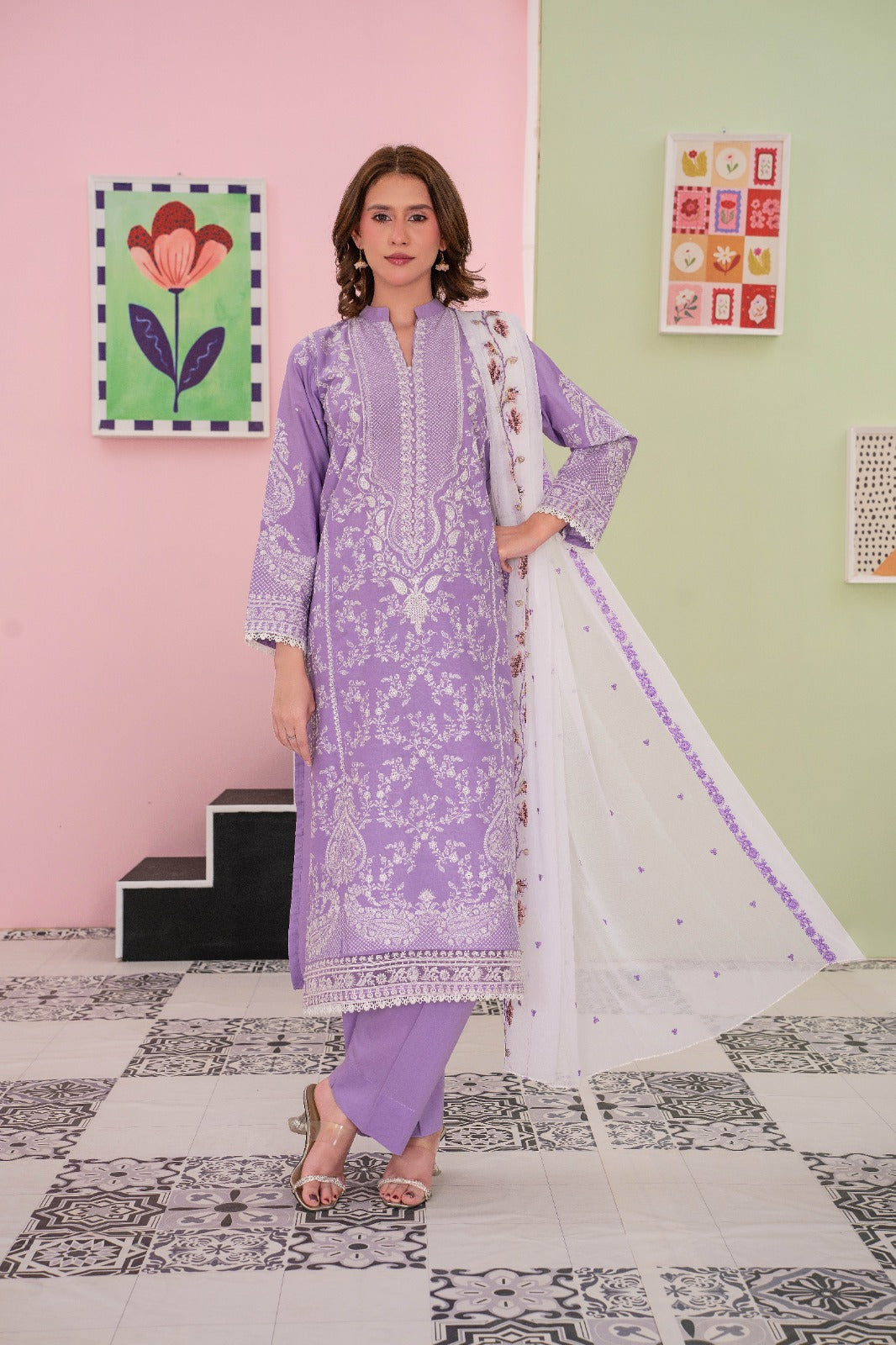 Embroidered Lawn Stitched 3-Piece Suit | Ready To Wear