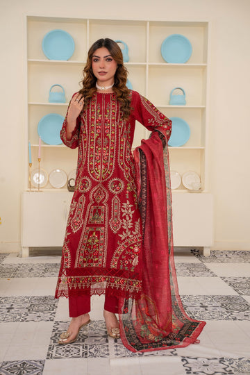 Embroidered Lawn Stitched 3-Piece Suit | Ready To Wear