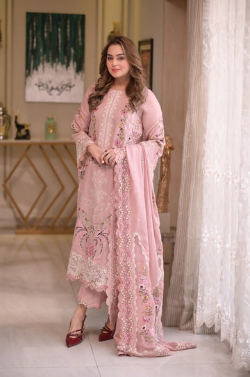 Unstitched Embroidered Lawn 3Pc Suit