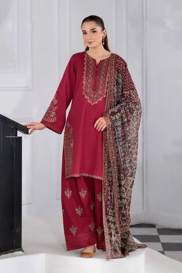 Heera,s - Heavy Embroidered Dhanak 3 Piece – Luxury Winter Wear 1042