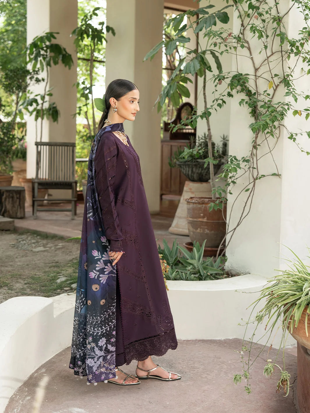 Unstitched Embroidered Lawn 3Pc Suit