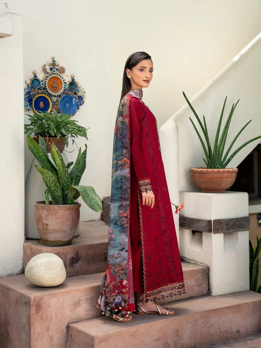 Unstitched Embroidered Lawn 3Pc Suit