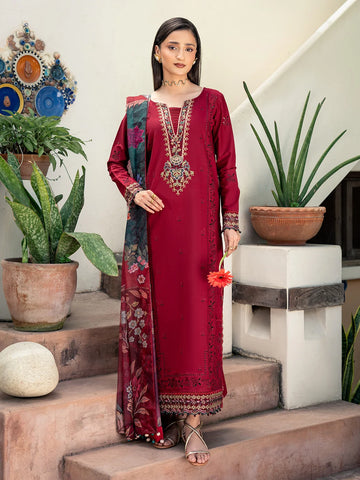 Unstitched Embroidered Lawn 3Pc Suit