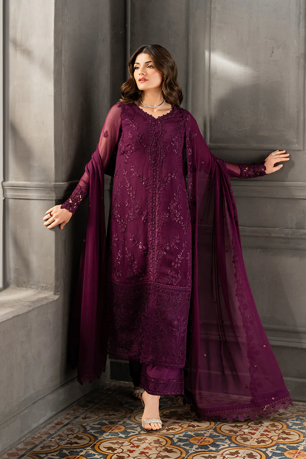 Embroidered Chiffon Unstitched 3 Piece - Luxury Collection