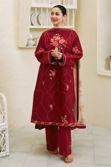 Unstitched Embroidered Lawn 3Pc Suit