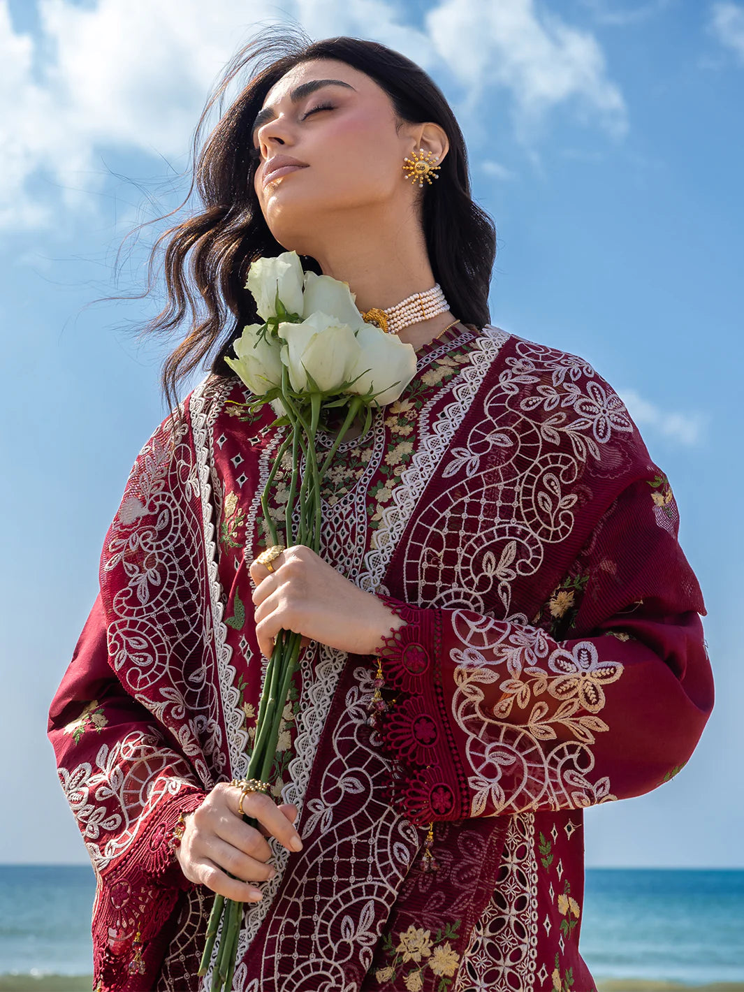 Unstitched Embroidered Lawn 3Pc Suit