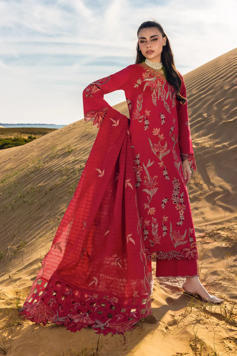 Unstitched Embroidered Lawn 3Pc Suit