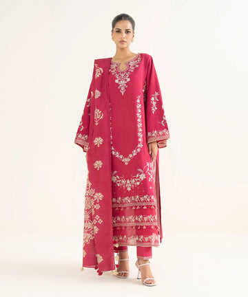 Unstitched Embroidered Lawn 3Pc Suit
