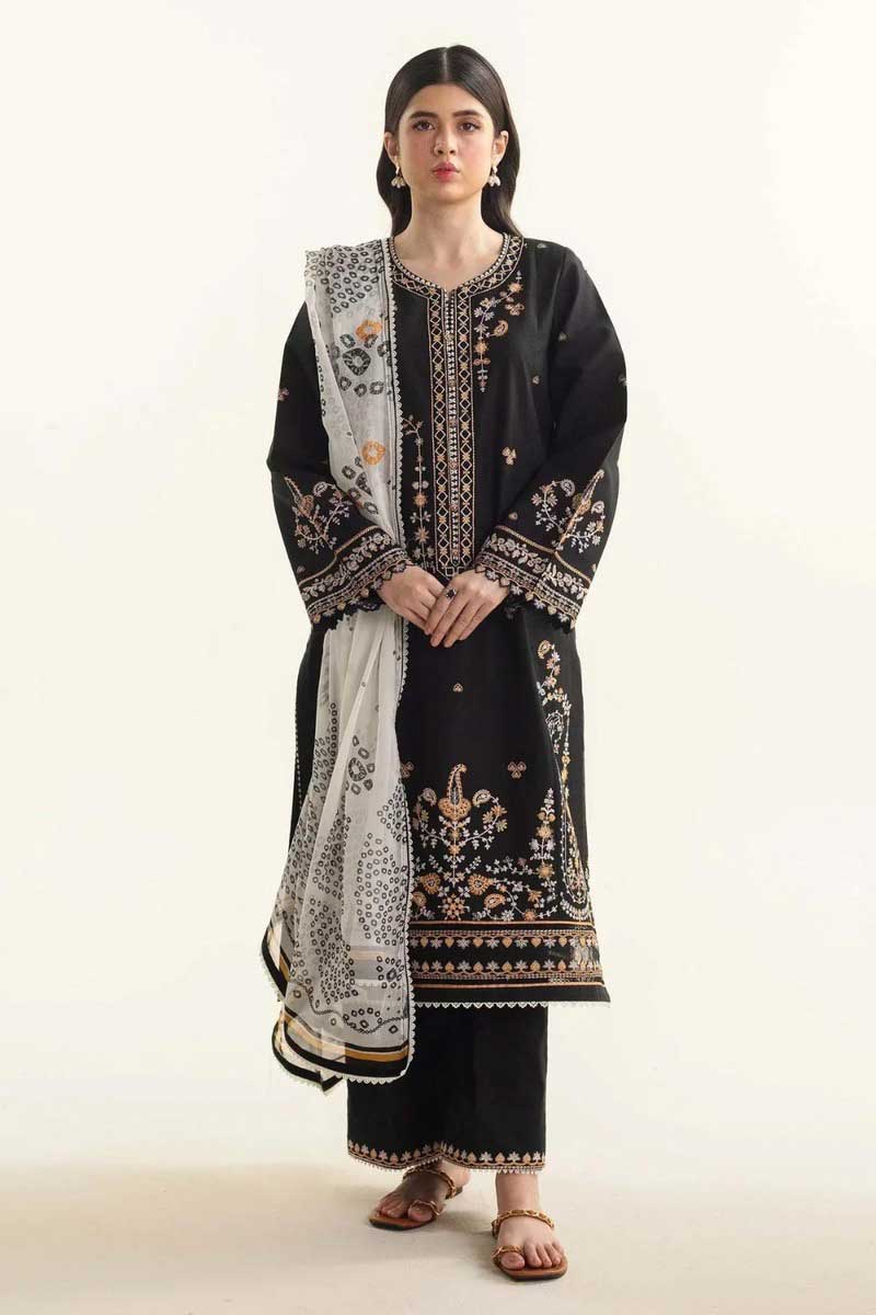 Unstitched Embroidered Lawn 3Pc Suit