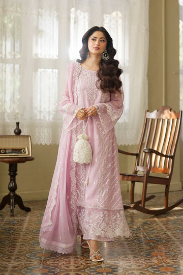 Azure - Rosé Pink Embroidered Chiffon 3 Piece – Premium Party Wear-AN0063