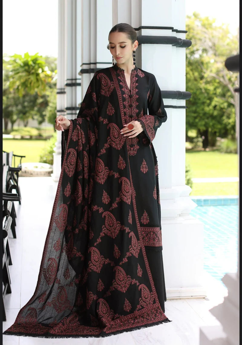 Unstitched Embroidered Winter 3Pc Suit