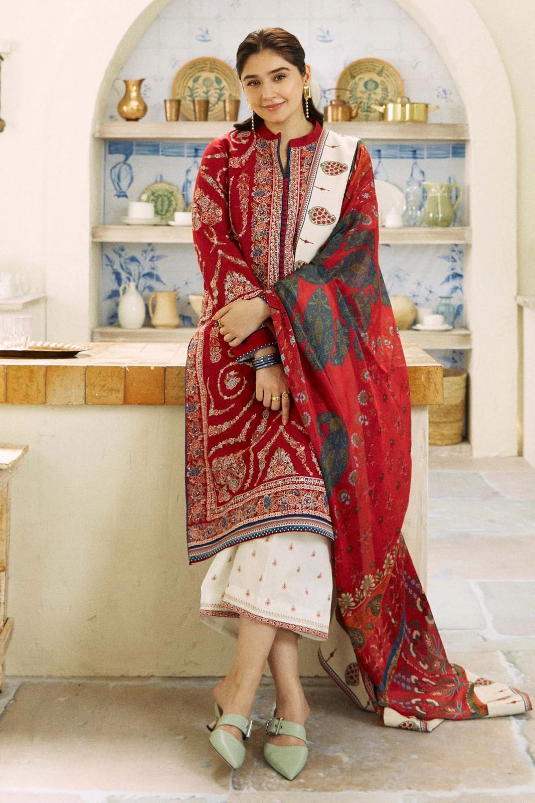 Unstitched Embroidered Lawn 3Pc Suit