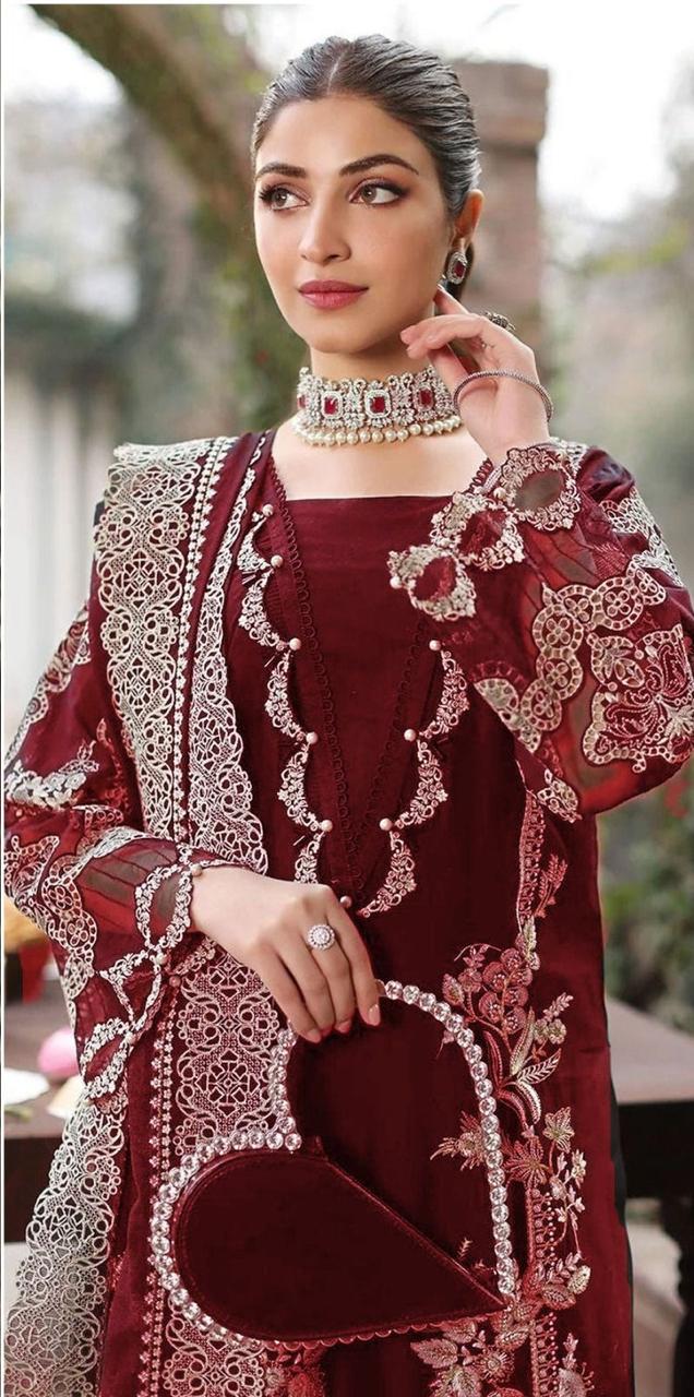 Unstitched Embroidered Lawn 3Pc Suit