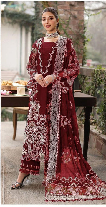 Unstitched Embroidered Lawn 3Pc Suit